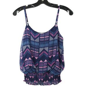 Love Fire Tank Top Womens XS Geo Print Adjustable Straps Elastic Waist Lined